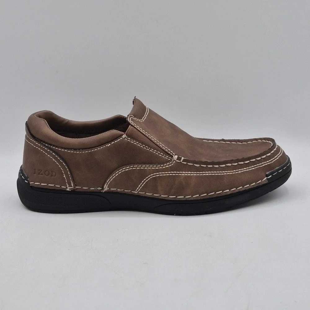 IZOD Shoes Mens Size 10 Brown Charlie Memory Foam Slip On Loafers Casual Comfort
